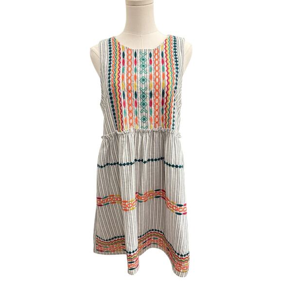 Savanna Jane Boho Sleeveless Embroidered Lined Dress Summer Spring S - Picture 2 of 12